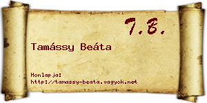 Tamássy Beáta névjegykártya